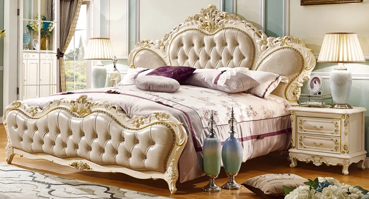 Simple designs natural solid wood wooden double bed for bedroom - 963