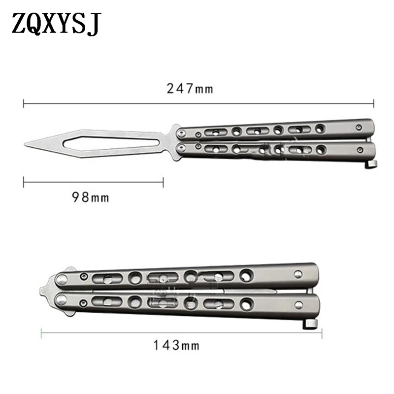 

Butterfly knife Sickle Titanium Alloy Handle D2 Steel Big Sword For Man Gift Cs go Butterfly Pocket Knife Training Tool No Sharp