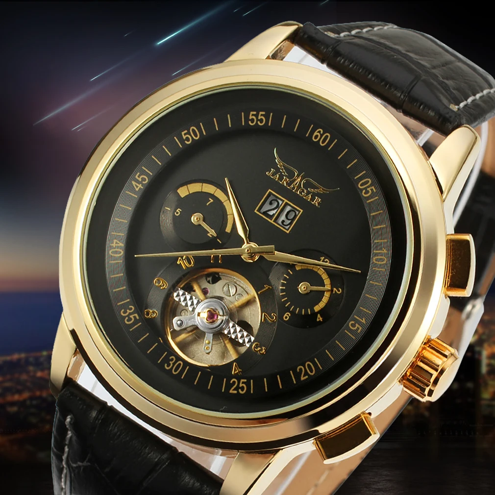 

Jargar Golden Automatic Men Wristwatch with Round Original Tourbillion Fashion Watch