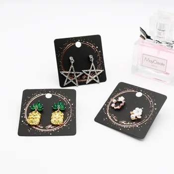

100pcs/lot Kraft Jewelry Card for Earring Black Flower Customize Logo Printing Vintage Classic Hang Tag Jewelry Displays