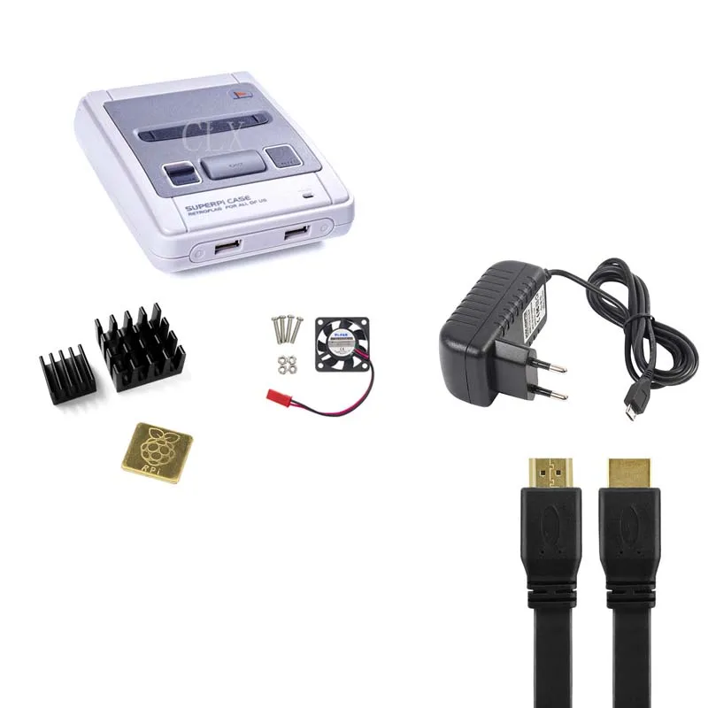  Retroflag SUPERPIE CASE-J Plastic Box for Raspberry Pi + 32GB SD Card + 3A Power Adapter + HDMI + F