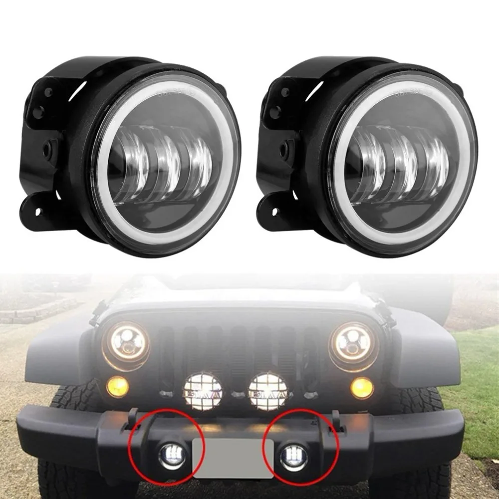 2PCSPair 4 Inch 30W LED Fog Light For Jeep Wrangler JK 07~14 High Power LED Fog Lamp Auto DRL Lighting Led Headlamp (8)