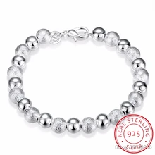 LEKANI 8 мм браслет из стерлингового серебра 925 пробы с бусинами для женщин, модные ювелирные изделия, мужских серебряных браслетов-манжет pulsera