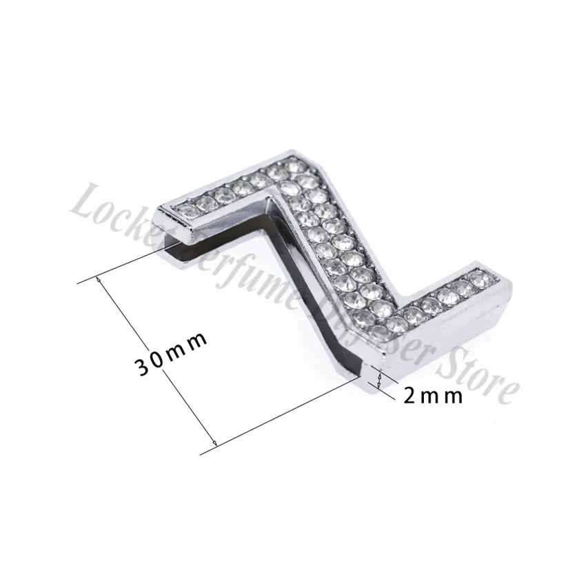 26pcs 30mm Slide Letters A-Z Silver Color Full Rhinestone Charms Fit DIY Wristband Bracelet Pet Collar Belt Women Jewelry
