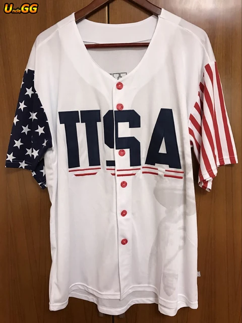 Uncle GG 45 Donald Trump USA Flag Baseball Jersey Commemorative Edition Stitched Sewn White Retro Sport Baseball Jersey