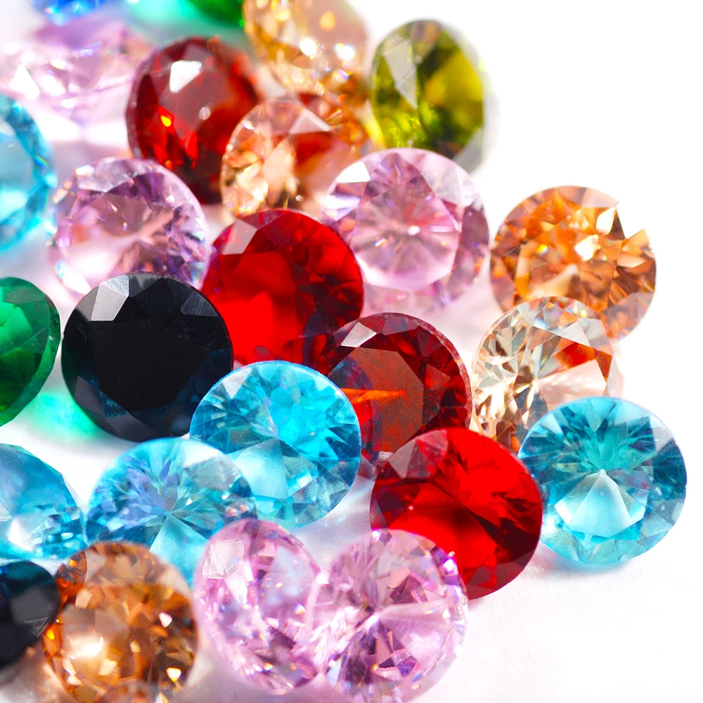 

3mm 4mm 5mm 6mm AAA Round Brilliant Cut Red Purple Green Pink Blue Cubic Zirconia Stone Loose