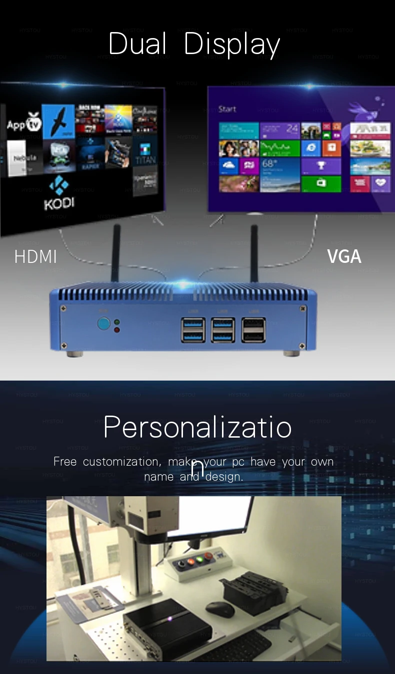 HYSTOU Core i5 7200U i7 4500U Мини ПК Windows 10 HDMI двухдисплейный видеоадаптер порт мини HTPC мини компьютер Linux i3 5505U 4 K tv box PC