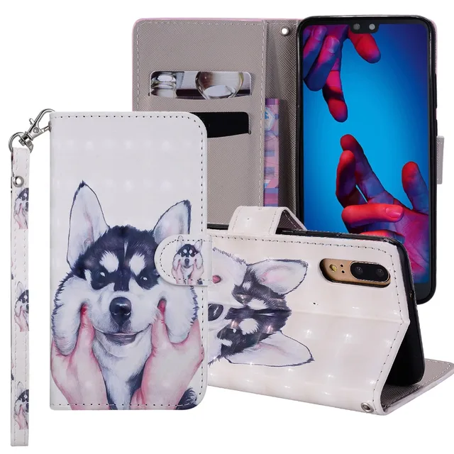 3D Flip Leather Case sFor Huawei P8Lite Y6 Pro 2017 P10lite P20 P20lite P20Pro Mate10lite Y5 Y6 2018 Honor 10 P smart Phone Case
