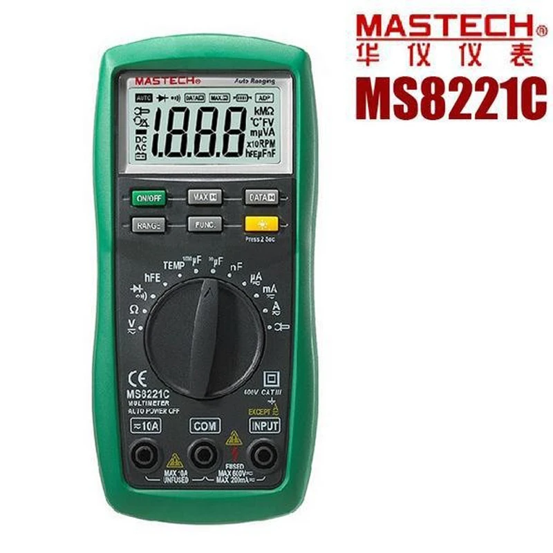 ФОТО Free shipping 1pcs NEW Mastech MS8221C Digital Multimeter Auto Manual Ranging DMM Temperature Capacitance hFE Test wholesale