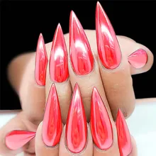 Зеркало Лаки для ногтей Покрытие Красный вставить металла Цвет гель Нержавеющая сталь DIY