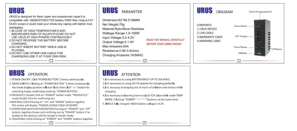 Hugo Vapor Urus 100W Box Mod
