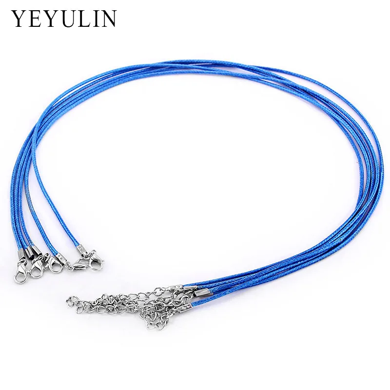 10 шт многоцветный корейский хлопковый, вощеный шнур ожерелье s С Застежками Омаров ожерелье Модные ювелирные изделия для женщин - Окраска металла: D