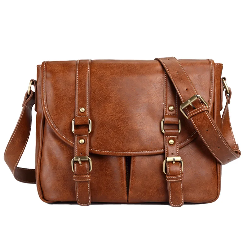 

Brand PU Leather Men Shoulder Bags Vintage Business Laptop Tote Briefcase Messenger Bag High Quality Travel Bags Male