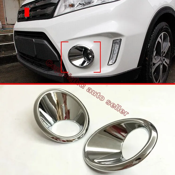 

ABS Chrome Front Fog Light Lamp Cover Trim For Suzuki VITARA 2015 2016 Car Accessories Stickers W4