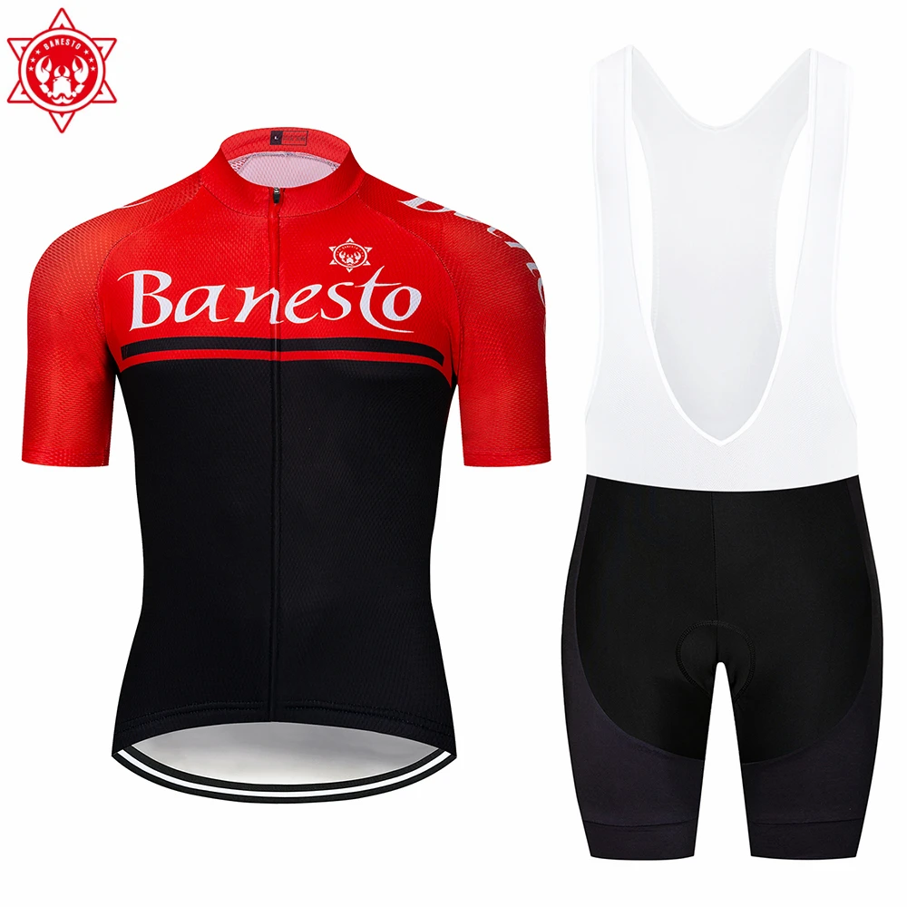 

2018 Banesto Cycling Jersey Maillot Ciclismo Short Sleeve and Cycling bib Shorts Cycling Kits Strap cycle jerseys Ciclismo