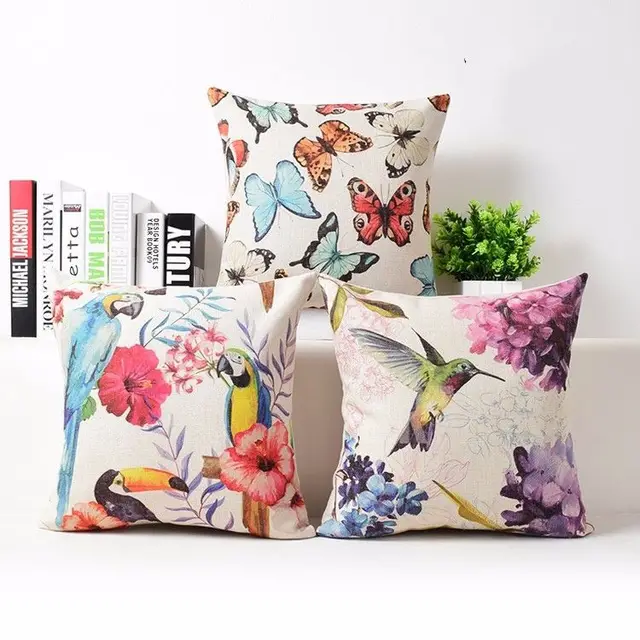 Bird Parrot Erfly Cushion Cover Animal Pattern Decorative Throw Bird Parrot Erfly Cushion Cover Animal Pattern Decorative Throw Pillow Case Linen Beautiful Covers Hummingbird Home