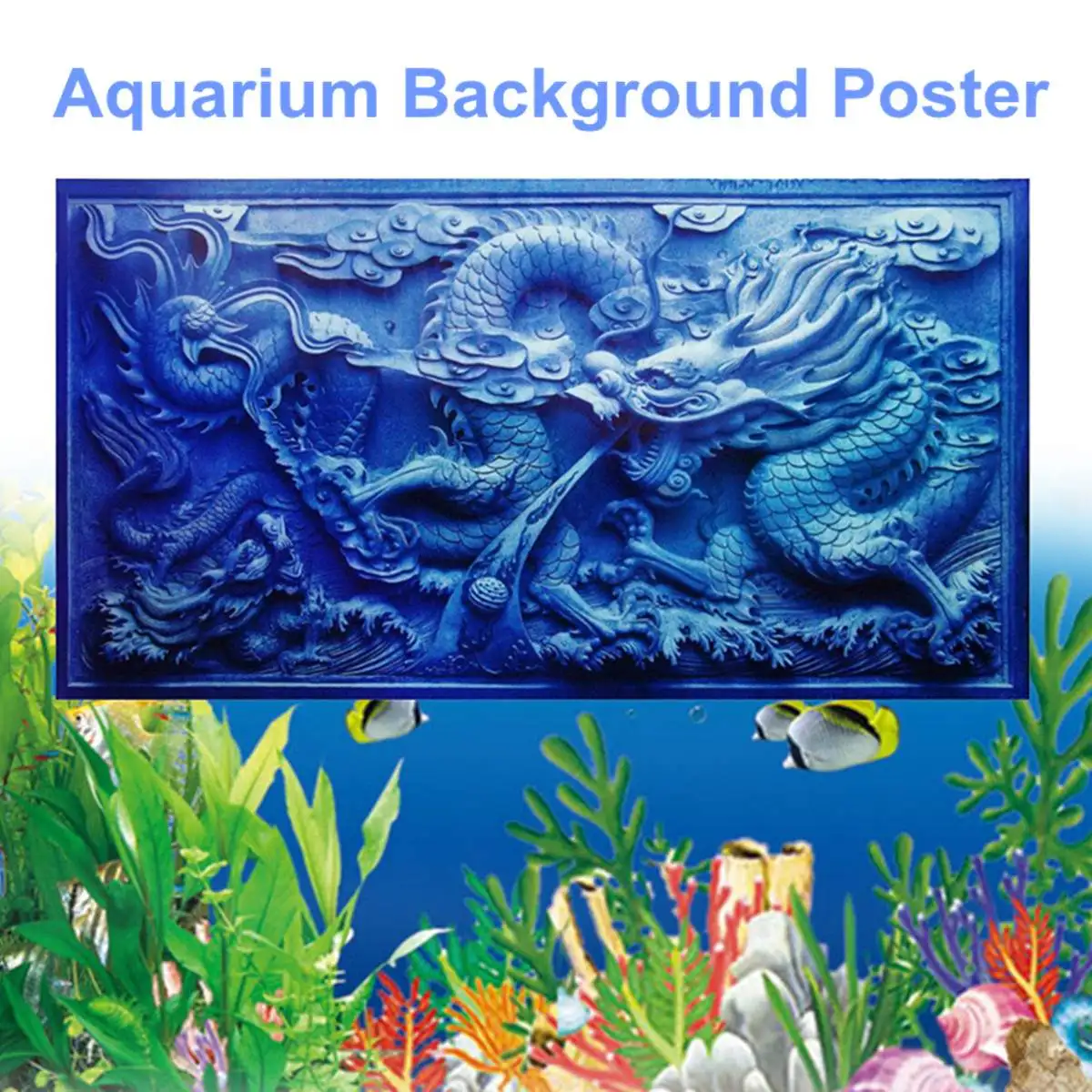 

HD Dragon Fish Tank Aquarium Background Painting Landscape Poster Fish Tank Background Aquarium Decorative Painting Decal 8 Size