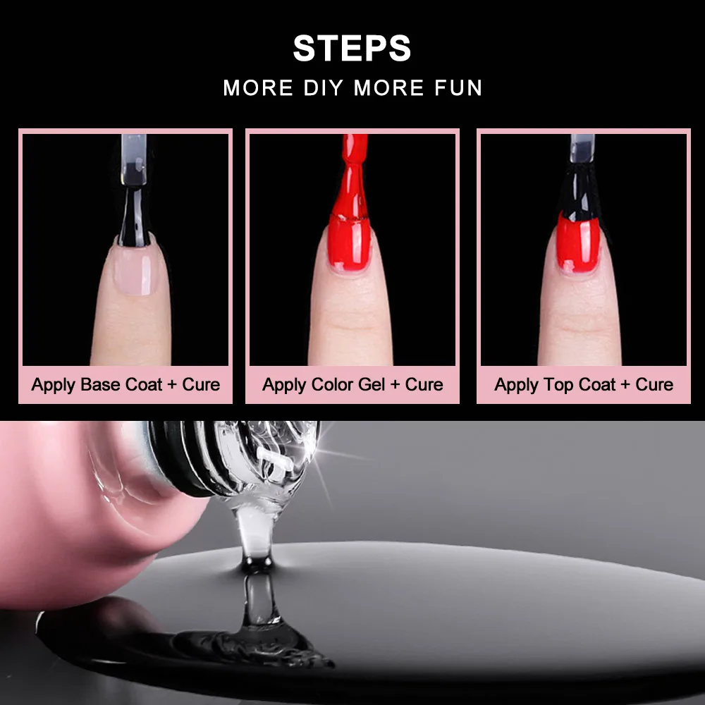 MIZHSE 18ML UV Gel Top Base Coat Gel Varnish Nail Polish Nails Art UV LED Soak-Off Gel lacquer Primer Base Nude Red Wthie Color