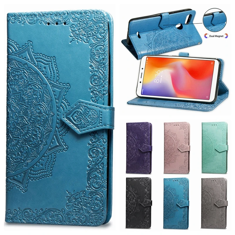 Чехол для Redmi 6A чехол Xiaomi кожаный флип с 3D рисунком мандалы цветов телефона 6 A Pro