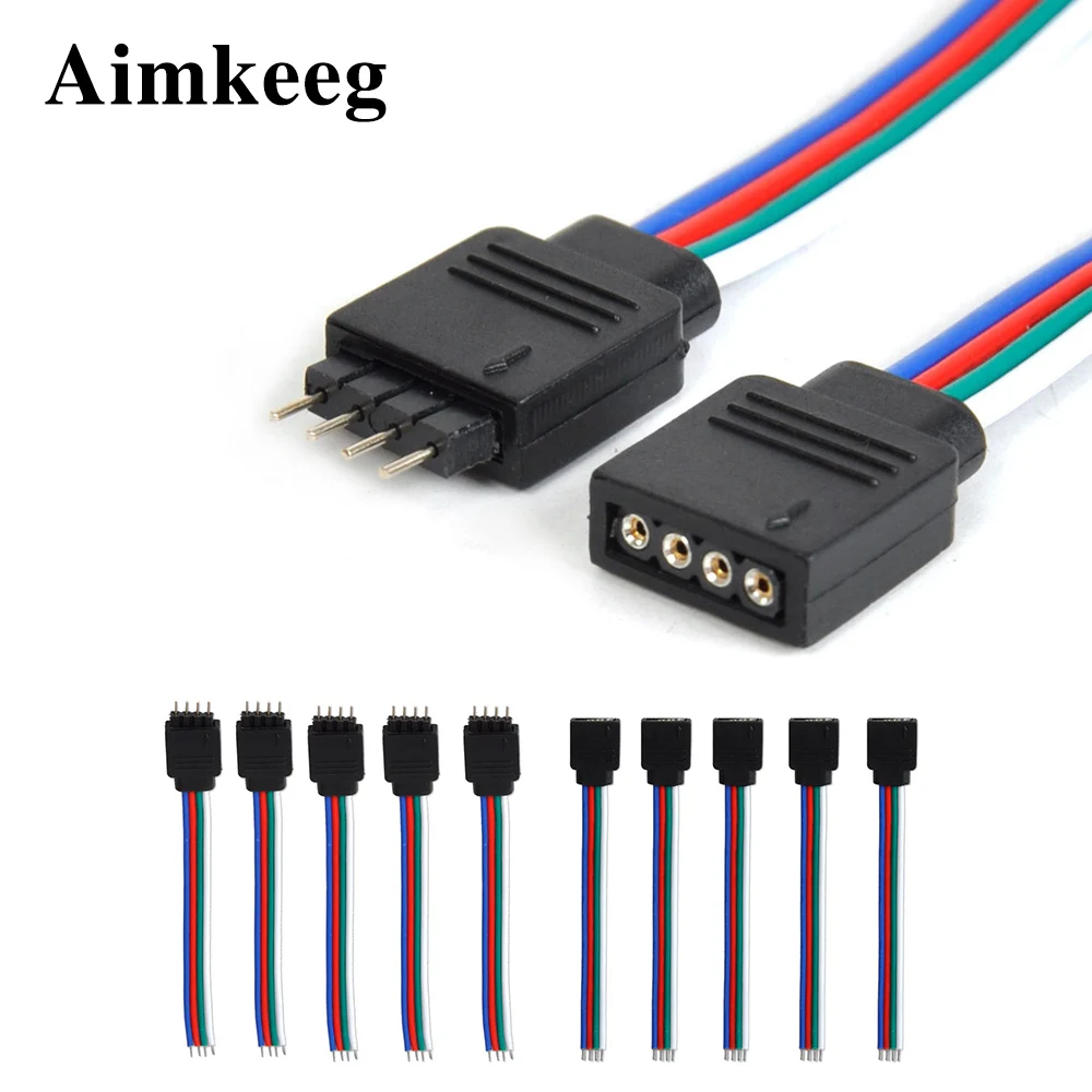 

4pin RGB LED Connector Cable Male Female Plug Socket Connecting Cable Wire for SMD 3528 5050 RGB LED Strip Lighting Tape Lamp