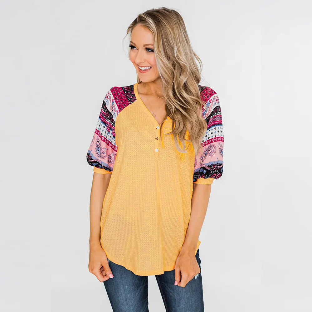 

Short Sleeve Sexy Women's V Neck T Shirt Solid Casual Print Tops Tee Spring Summer Loose T shirt D20