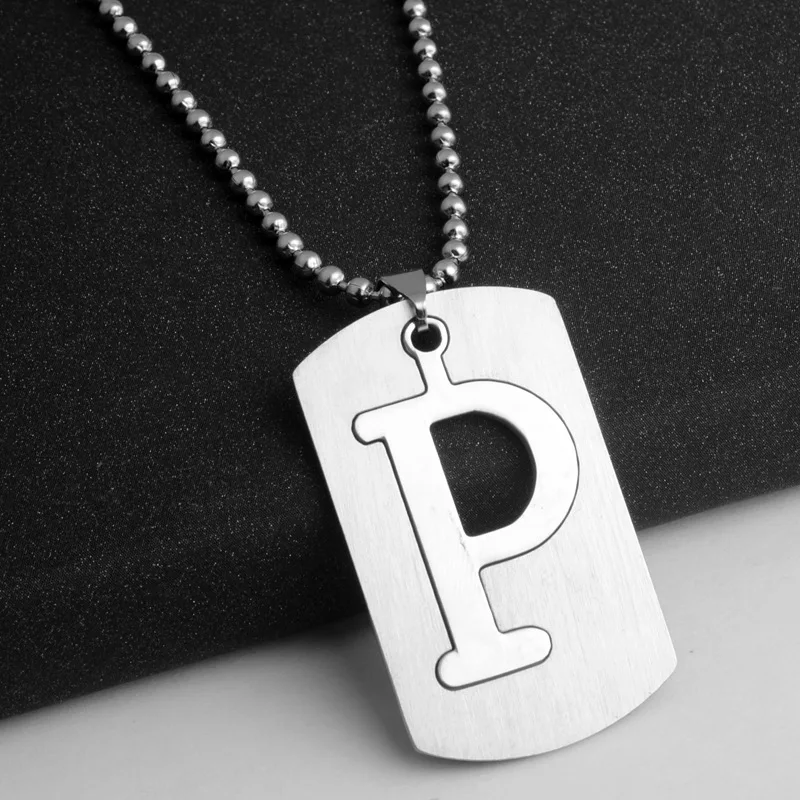 Титановая Подвеска из нержавеющей стали 26 букв Алфавит Dogtag для мужчин и женщин DIY Подвески, ожерелья ювелирные изделия Pingente Ciondoli Pendentif - Окраска металла: P