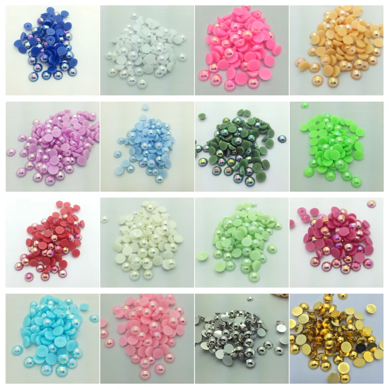 

Wholesale 6mm/100pcs DIY Half Round Pearl Bead Flat Back Scrapbook For Craft Pick Colors