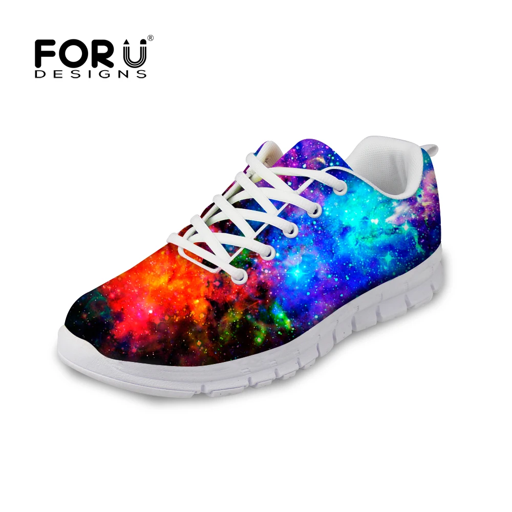 

FORUDESIGNS Universe Space Women Flats Shoes Sneakers Spring Lace-up Comfortable Shoes for Women Galaxy Woman Zapatos Casual