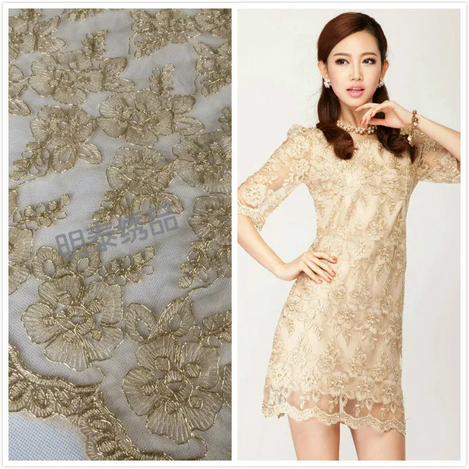 

Free shipping DIY Car Bone Lace Embroidered Gold Thread Lace \ Women's Fashion Accessories Fabric