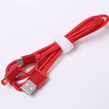 Микро Usb Мобильная линия данных для Apple Android два в одном плетеный металлический плетеный нейлоновый зарядный кабель для передачи данных
