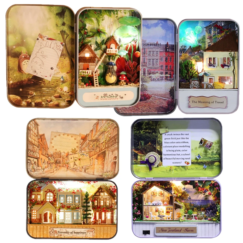 

8 Style Box Secret DIY Doll House Miniatura With Furniture Bunny Bracket Creative Theme Design Handmade Gift Toy For Children #E