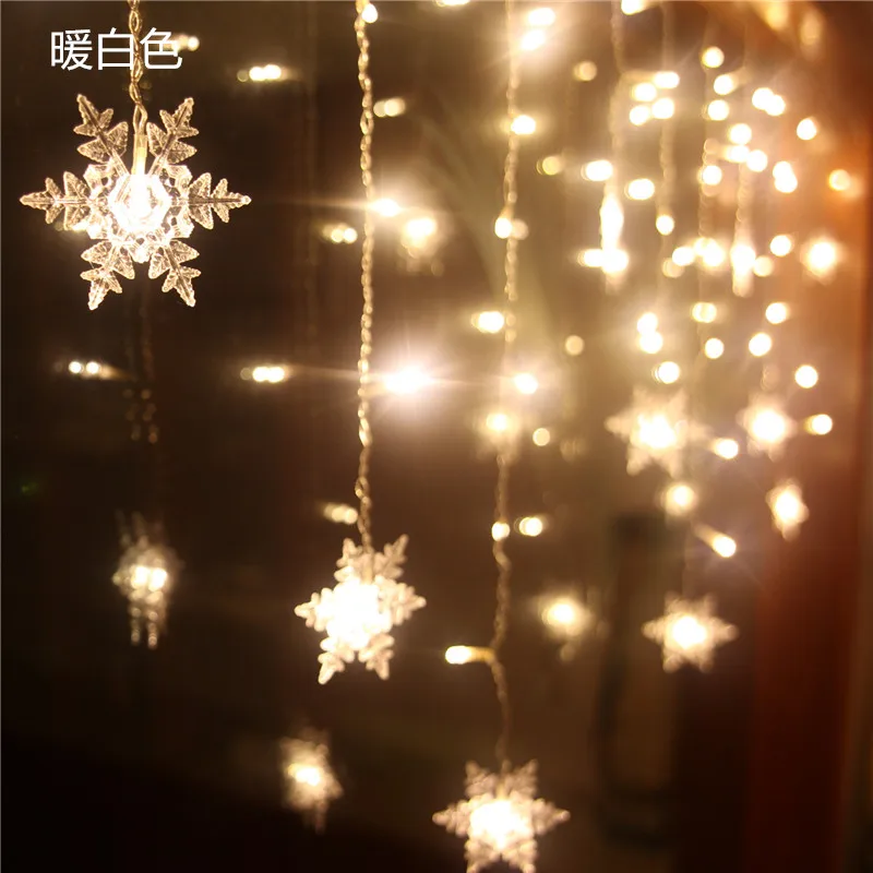

EU US Plug 1.5*0.5 48LEDs lights flashing lane LED String curtain light Snowflake Christmas home garden festival lights