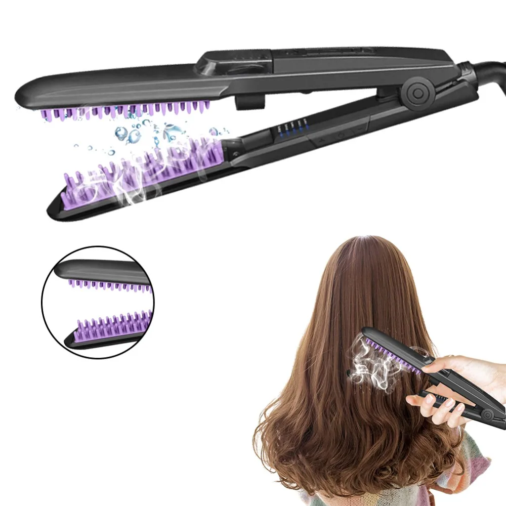 Portable Electric Styling Hair Straightener Brush Negative Ion Spray Hairdressing Comb Anti-static Massage Steam Straighten | Красота и