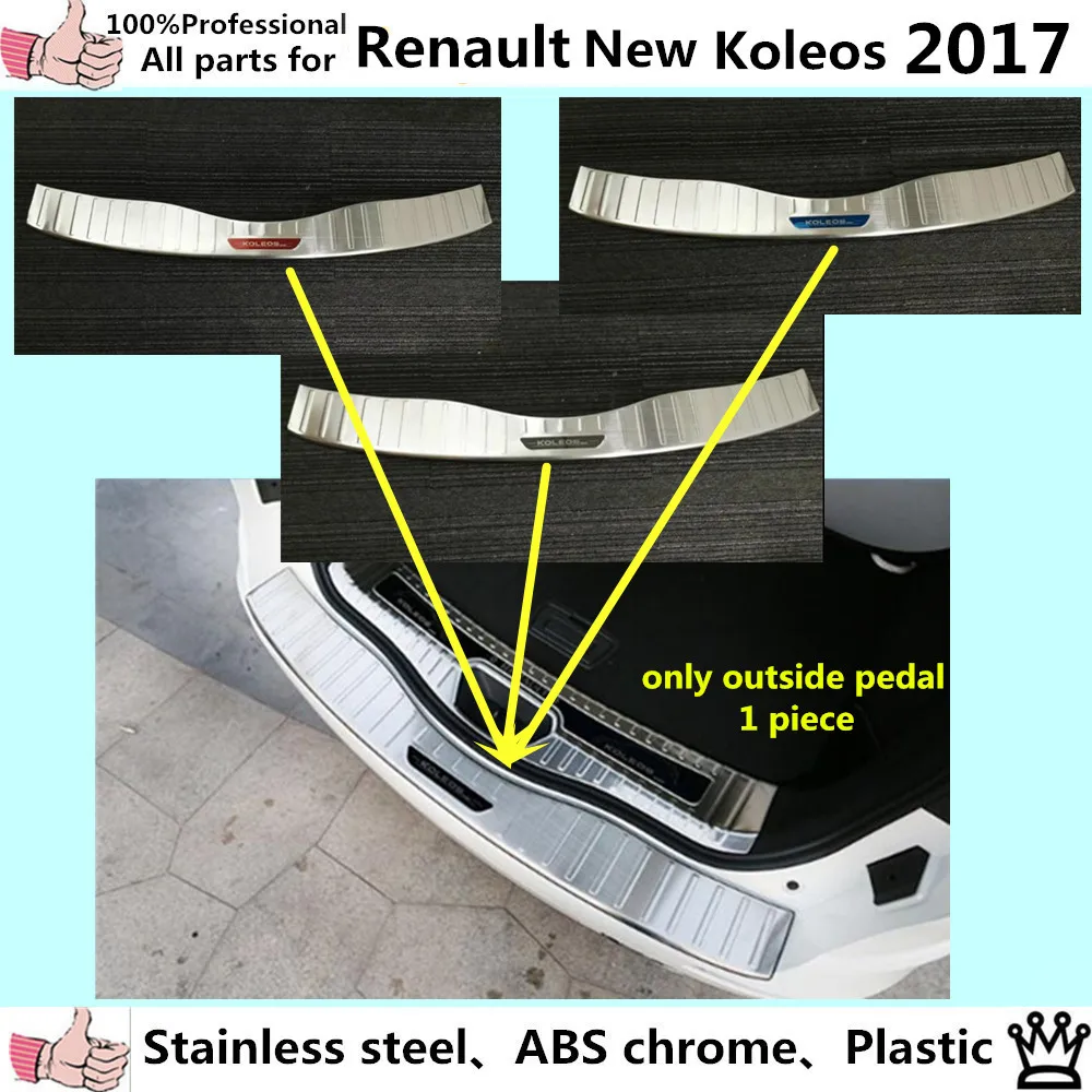 High Quality car body outside Rear Bumper trim styling detector Stainless Steel plate pedal panel 1pcs for Renault Koleos 2017 for porsche cayenne 2015 stainless steel outer rear bumper foot plate trim 1pcs car styling