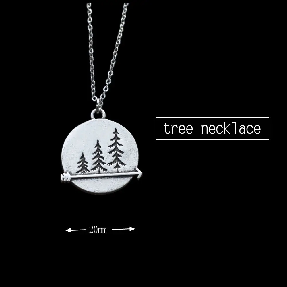 Three Pine Tree Necklace Nature Forest Pine Adventure Awaits Hiking Gift For Her Outdoors Womens Pendant Necklaces 1pcs