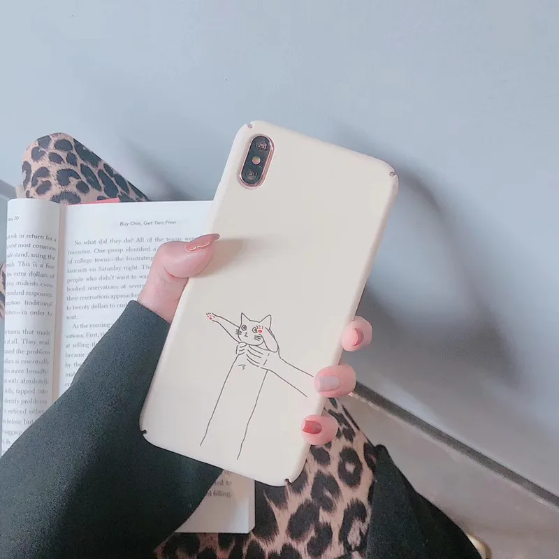 

BONVAN For iPhone X XR XS Max Case hard Cartoon cat Matte Protection Back Funda For iPhone 6 6s 7 8 Plus Phone Cover Coque