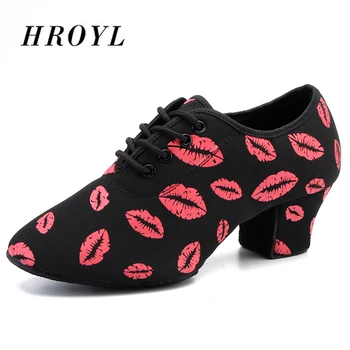 

Brand Latin Dance Shoes Modern Women Ballroom Tango Girls Ladies Sneaker Fashion Couple Red Lips Dance Shoes 3CM And 5CM Heel
