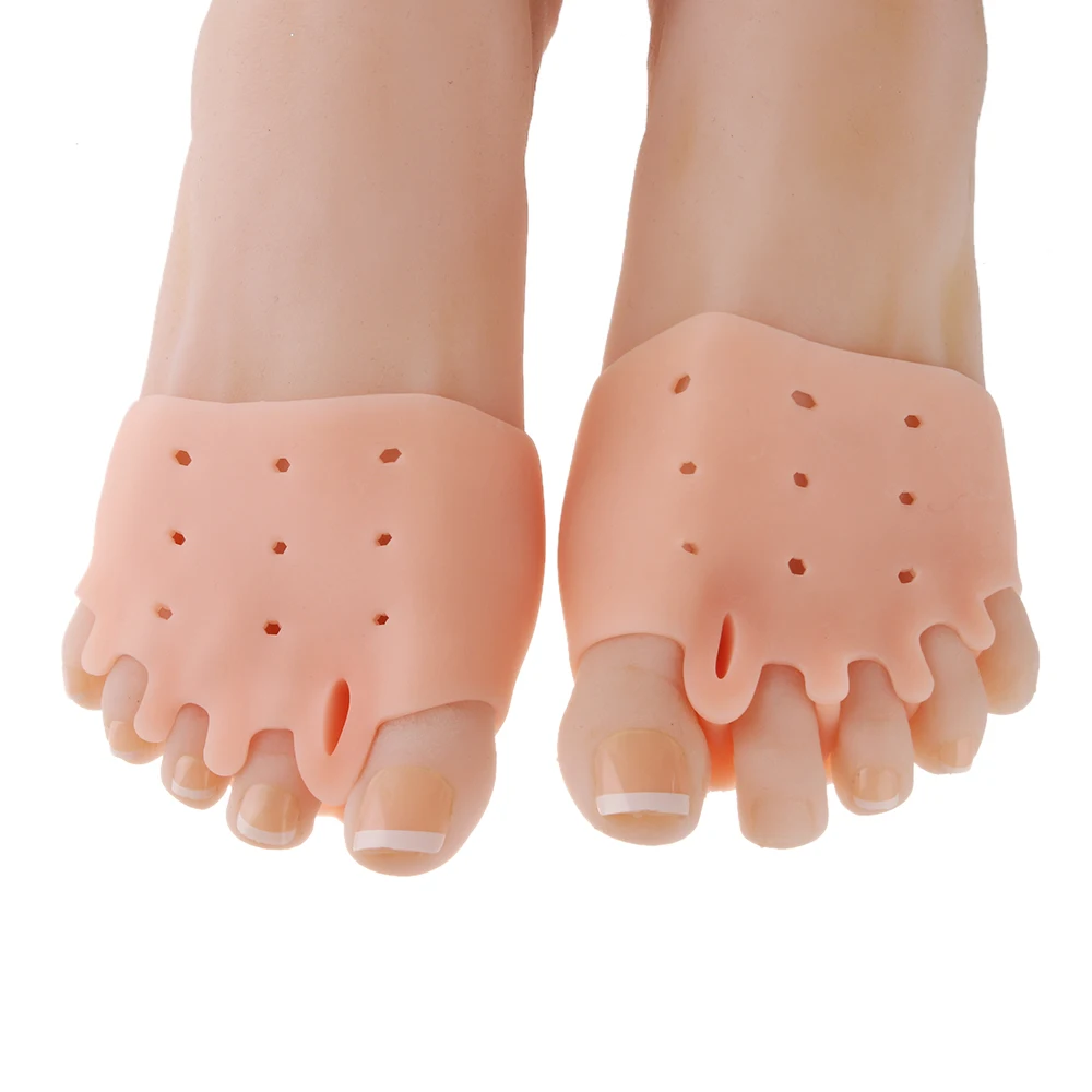1 Pair Silicone Comfortable Toe Braces 5 holes Toe Valgus Straightener