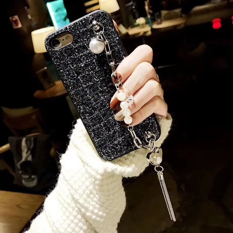 

For Samsung galaxy G530 j2 j3 j5 j7 a3 a5 a7 2016 2017 2018 plus pro glitter pearl Bracelet heart Sequins bling soft phone case