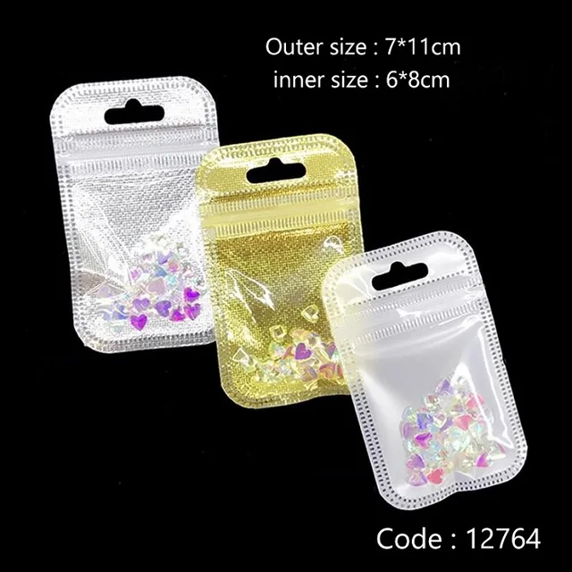100pcs Jewelry Ziplock Zip Zipper Lock Reclosable Plastic PE Clear