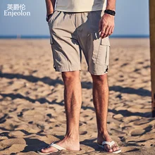 Enjeolon летние мужские Шорты повседневные карманные камуфляжные до колен мужские карго шорты Уличная Одежда большого размера KZ6352