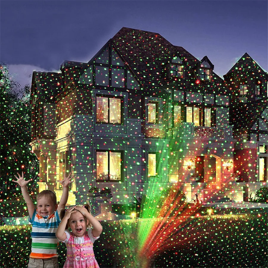 Рождество красный зеленый праздник света лазерный проектор лампы Открытый светодио дный елка Light Xmas газон сад звездное небо Душ освещения