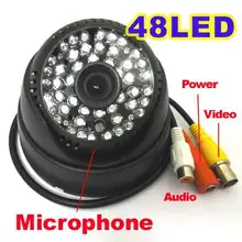 1/3″ 1000TVL CMOS IR Dome Color CCTV Security Camera 48 Leds IR Audio MIC Indoor D/N