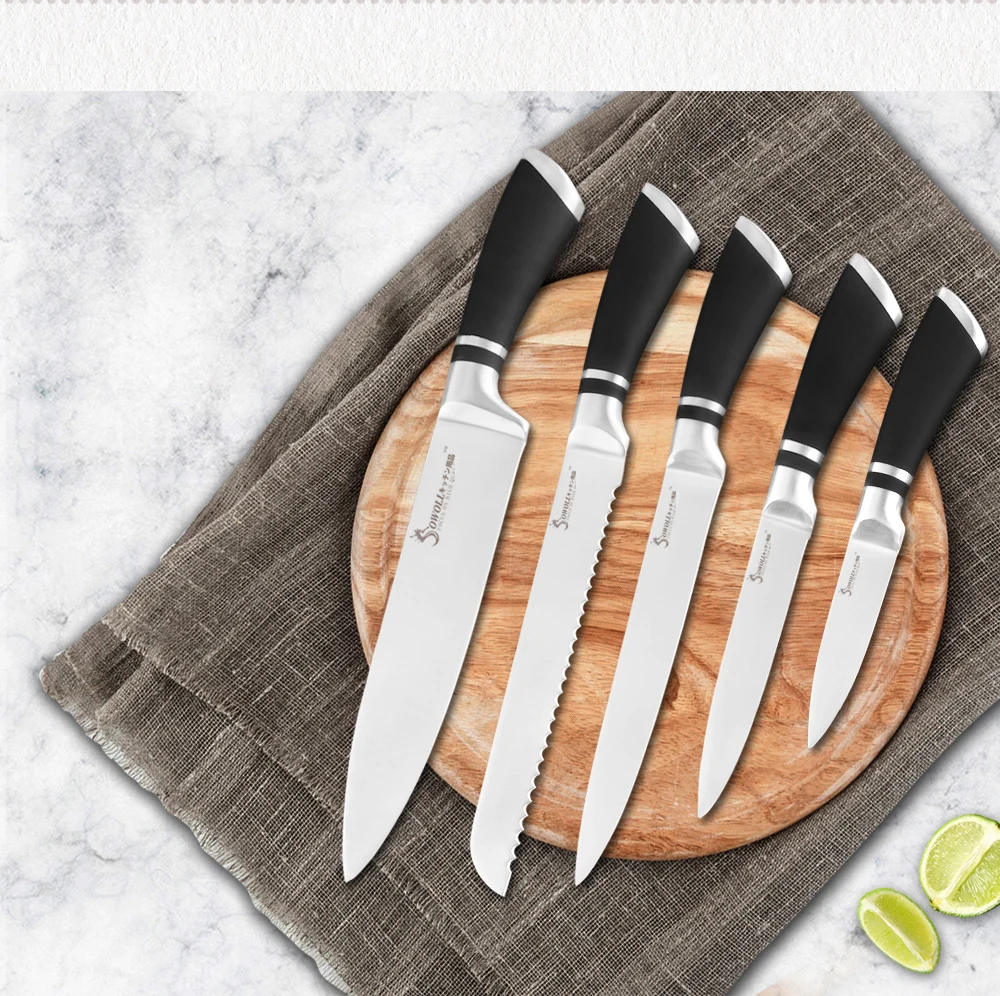 ZEMEN набор кухонных ножей из нержавеющей стали, столовые ножи, эргономичный дизайн ручки, нож для нарезки хлеба, ножи для приготовления пищи