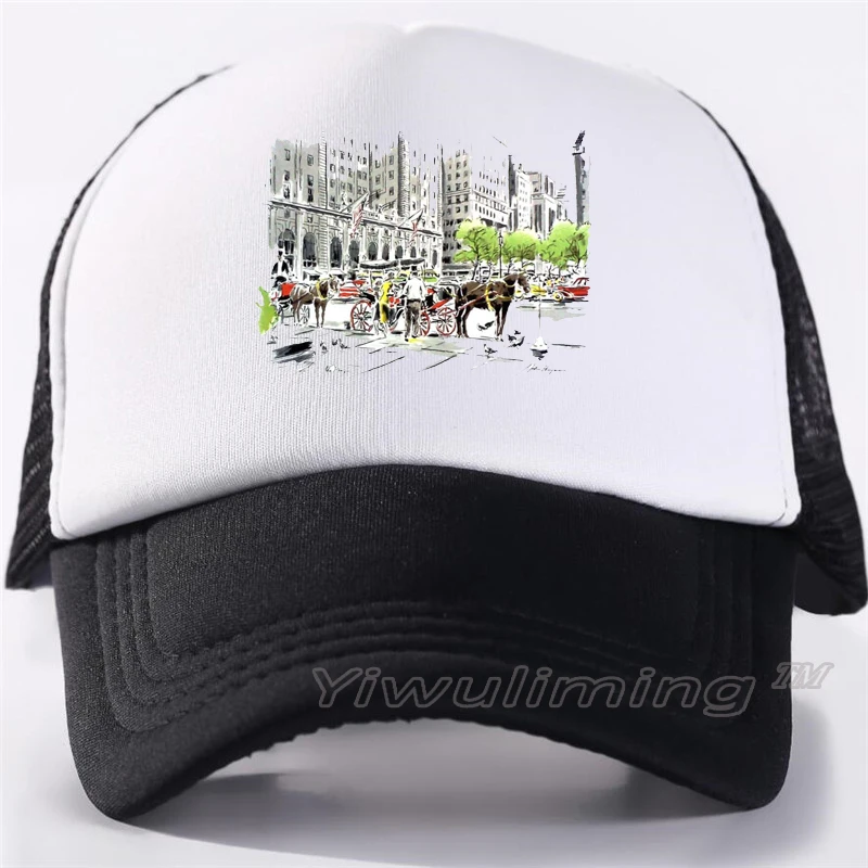 

New Summer Trucker Caps new york Cool Summer Black Adult Cool Baseball Mesh Net Trucker Caps Hat for Men Adjustable