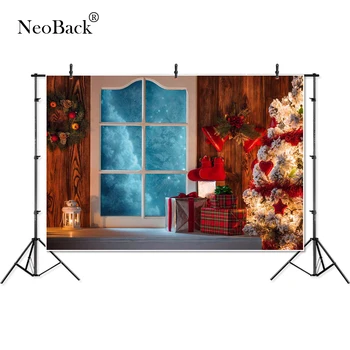 

NeoBack Christmas Background Vinyl Photography Backdrops Computer Printed Christmas tree and Gift box for Photo Studio 4513