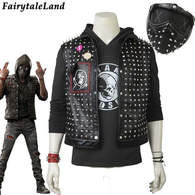 Watch Dogs 2 Wrench Cosplay Costume Halloween costumes Men leather mask