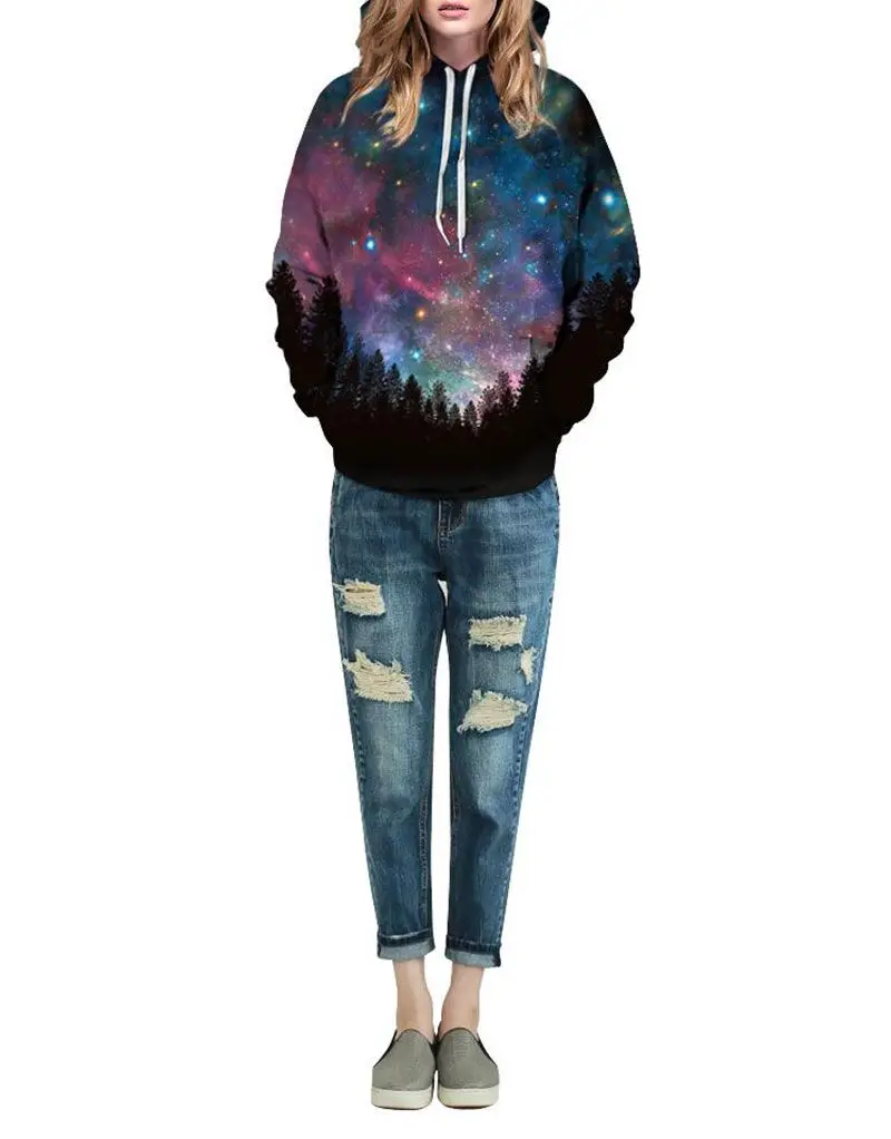 Пространство черная дыра Galaxy Толстовка Tie Dye Hoodie Полерон Mujer 2019 пара корейский oversize-худи Для женщин Звездное Толстовка Полночь