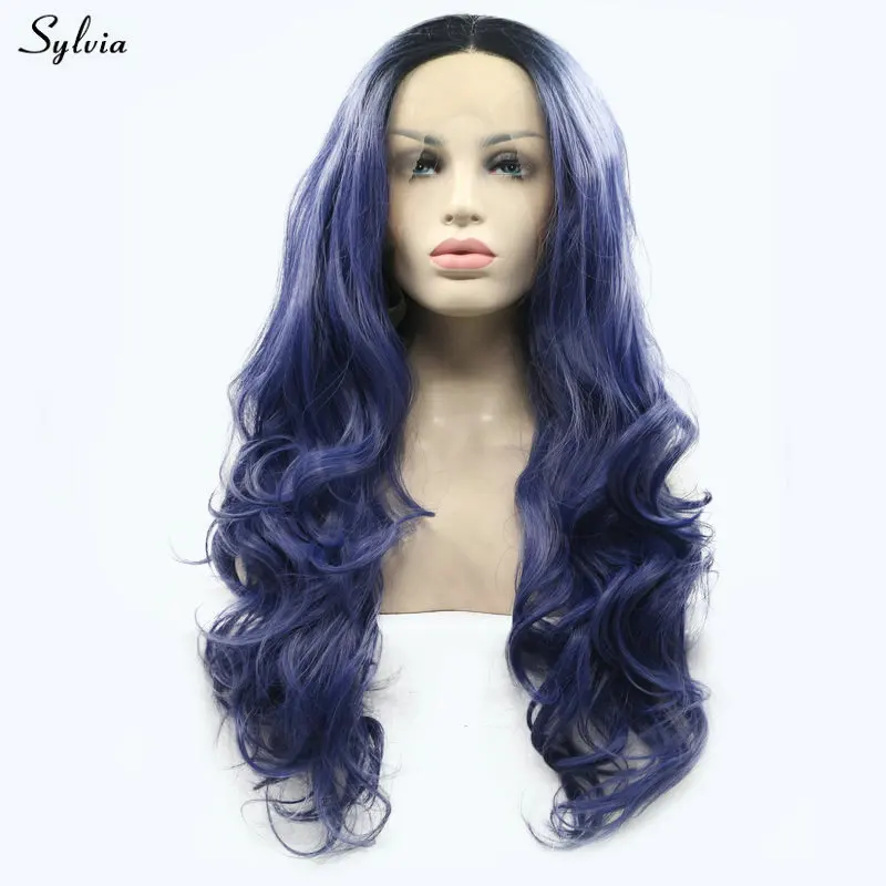 Sylvia Dark Blue Wig Synthetic Lace Front Wigs for Women Ladies Short