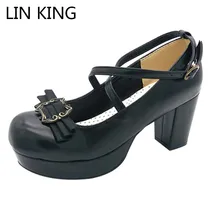 Fashion Sweet Bowtie Women Shoes Solid PU Leather Platform Lolita Cosplay Shoes Square Heels Round Toe Princess Shoes Fashion Sweet Bowtie Women Shoes Solid PU Leather Platform Lolita Cosplay Shoes Square Heels Round Toe Princess Shoes